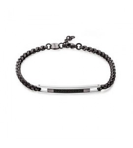 Bracciale Uomo Gioielli Sagapò Proud in acciaio catena pvd gun e cristalli neri spd19