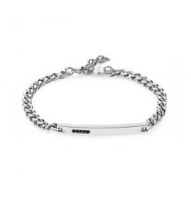 Bracciale Uomo Gioielli Sagapò Proud in acciaio catena e cristalli neri spd23