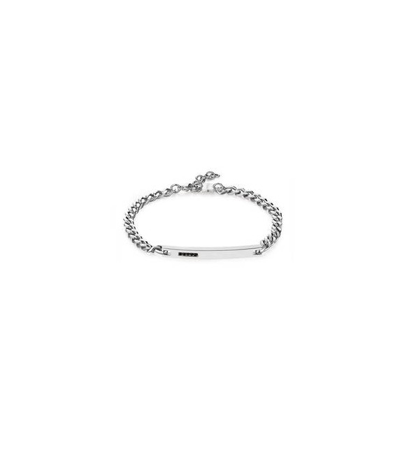 Bracciale Uomo Gioielli Sagapò Proud in acciaio catena e cristalli neri spd23