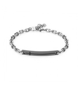 Bracciale Uomo Gioielli Sagapò Proud in acciaio catena e piastra pvd gun incisa spd22