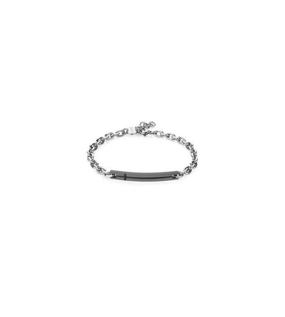 Bracciale Uomo Gioielli Sagapò Proud in acciaio catena e piastra pvd gun incisa spd22