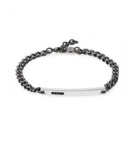 Bracciale Uomo Gioielli Sagapò Proud in acciaio catena pvd gun e cristalli neri spd24