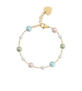 Bracciale Donna Gioielli S\'agapò Wisdom in acciaio dorato con Perle colorate swi18