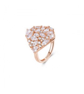 Anello Donna Gioielli Rosato Gemma in argento rosato a rombo con zirconi misura 18 RZGE51D