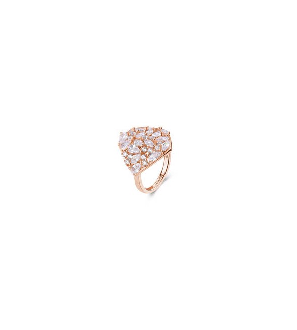 Anello Donna Gioielli Rosato Gemma in argento rosato a rombo con zirconi misura 18 RZGE51D