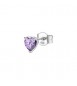 Mono Orecchino Gioielli Fancy by Brosway in argento zircone a cuore ametista fmp92