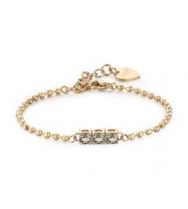 Bracciale Gioielli Sagapò Dazzly in acciaio dorato trilogy con cristalli verde chysolite sdz26