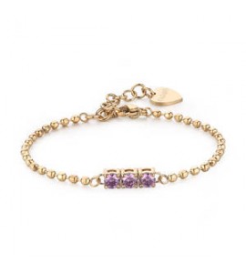 Bracciale Gioielli Sagapò Dazzly in acciaio dorato trilogy con cristalli violet sdz25