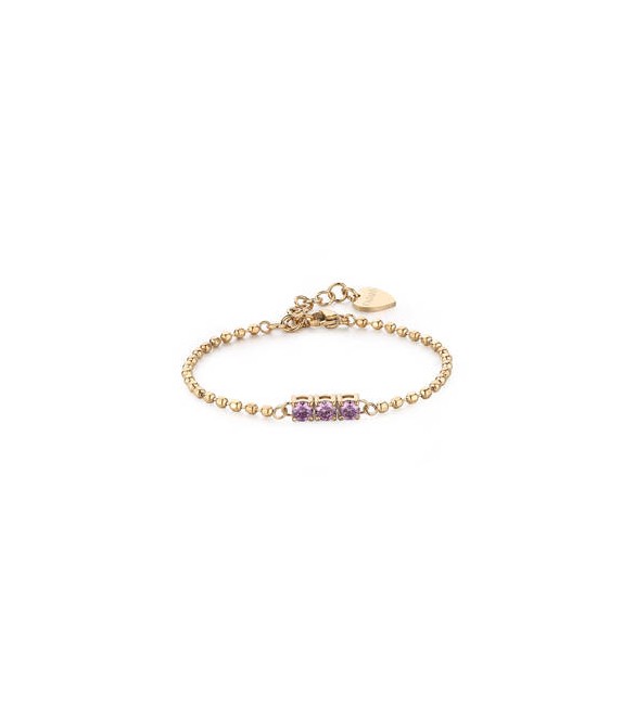 Bracciale Gioielli Sagapò Dazzly in acciaio dorato trilogy con cristalli violet sdz25