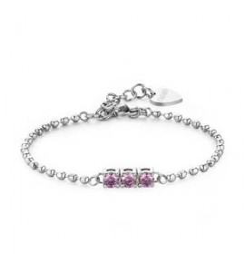 Bracciale Gioielli Sagapò Dazzly in acciaio trilogy con cristalli violet sdz21