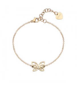 Bracciale Donna Gioielli Sagapò Click in acciaio dorato con Farfalla sck275