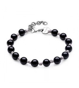 Bracciale Uomo Gioielli S\'agapò Riot in acciaio, cordino e pietra agata nera srt20