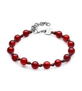 Bracciale Uomo Gioielli S\'agapò Riot in acciaio, cordino e pietra agata rossa srt19