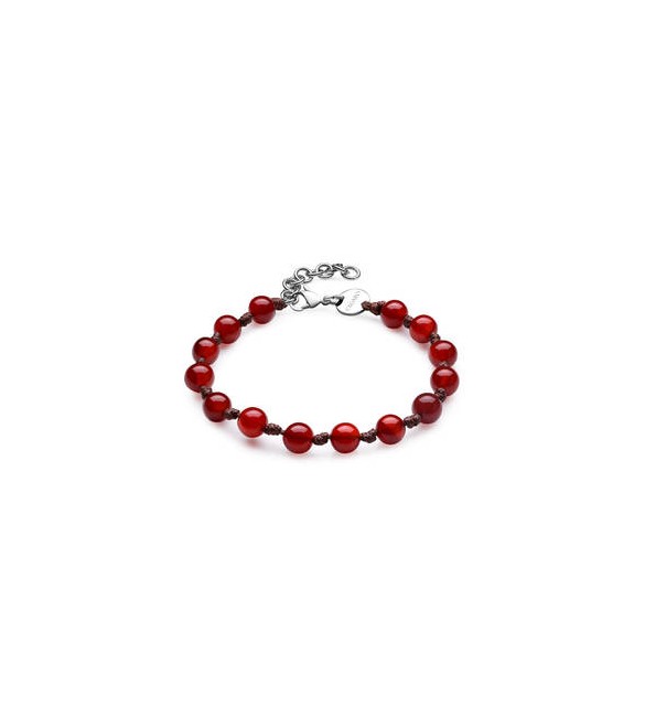 Bracciale Uomo Gioielli S\'agapò Riot in acciaio, cordino e pietra agata rossa srt19