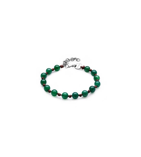 Bracciale Uomo Gioielli S\'agapò Riot in acciaio, cordino e pietra agata verde srt22
