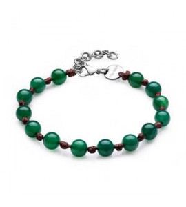Bracciale Uomo Gioielli S\'agapò Riot in acciaio, cordino e pietra agata verde srt22
