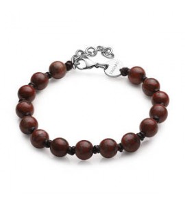 Bracciale Uomo Gioielli S\'agapò Riot in acciaio, cordino e pietra diaspro rosso srt26