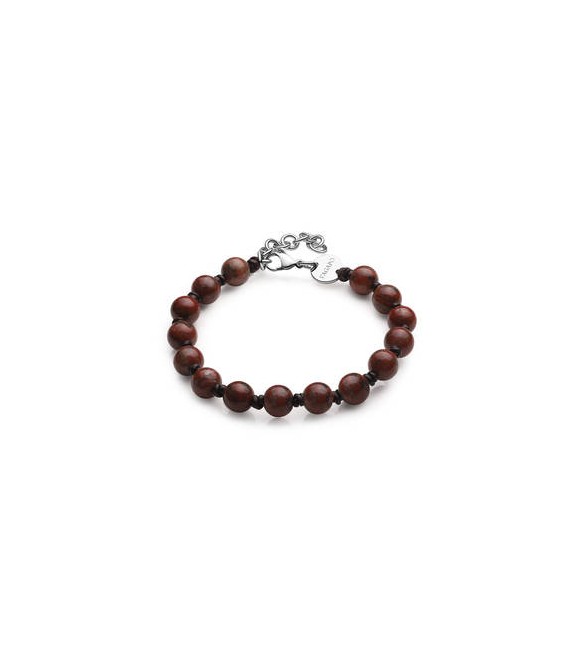 Bracciale Uomo Gioielli S\'agapò Riot in acciaio, cordino e pietra diaspro rosso srt26