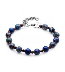 Bracciale Uomo Gioielli S\'agapò Riot in acciaio, cordino e pietra lapislazzuli srt24