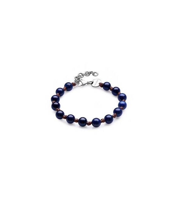 Bracciale Uomo Gioielli S\'agapò Riot in acciaio, cordino e pietra sodalite srt25