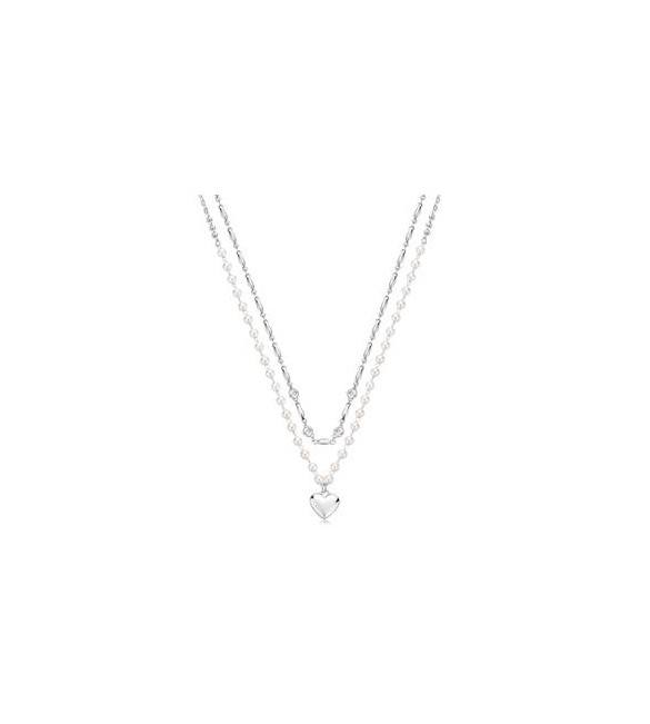 Collana donna gioielli Brosway Chakra in acciaio doppio filo con Cuore bhkn131