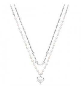 Collana donna gioielli Brosway Chakra in acciaio doppio filo con Cuore bhkn131