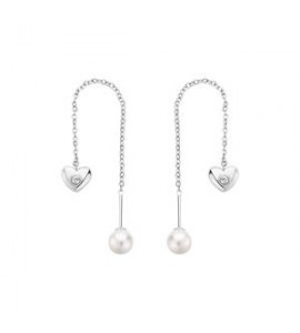 Orecchini Saliscendi Donna Gioielli Brosway Chakra in acciaio con Cuore bhke186