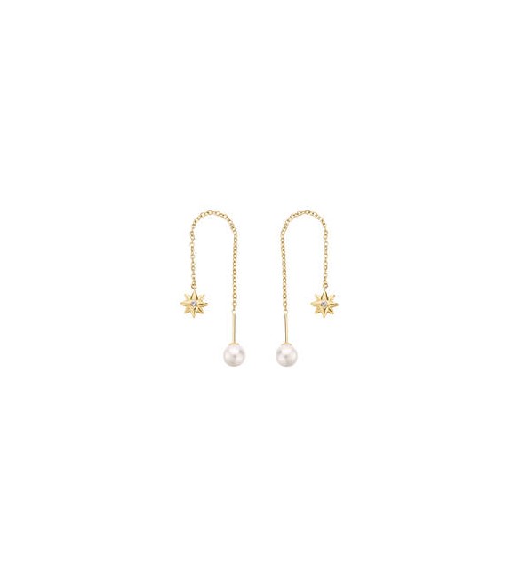 Orecchini Saliscendi Donna Gioielli Brosway Chakra in acciaio dorato con Rosa dei Venti bhke185