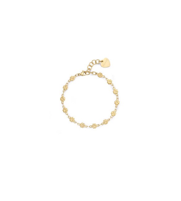 Bracciale Gioielli Sagapò Chunky in acciaio dorato catena quadrifogli shk102