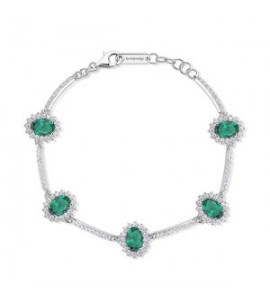 Bracciale Kate Donna Gioielli Fancy by Brosway in argento zircone ovale verde flg34
