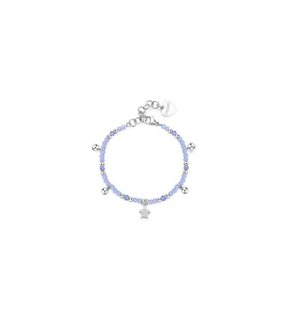 Bracciale donna gioielli Sagapò Glint in acciaio, vetro blu e tartaruga sgi13
