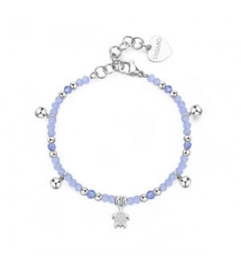Bracciale donna gioielli Sagapò Glint in acciaio, vetro blu e tartaruga sgi13