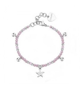 Bracciale donna gioielli Sagapò Glint in acciaio, vetro rosa e stella marina sgi12