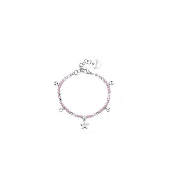 Bracciale donna gioielli Sagapò Glint in acciaio, vetro rosa e stella marina sgi12