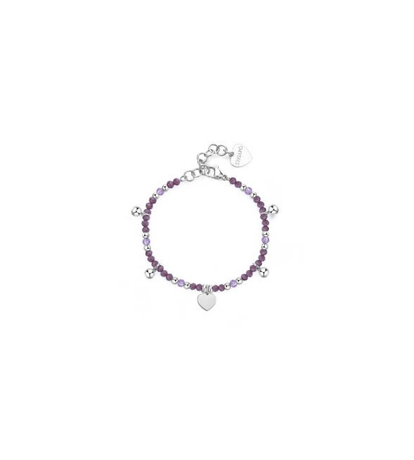Bracciale donna gioielli Sagapò Glint in acciaio, vetro viola e cuore sgi11