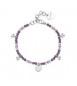 Bracciale donna gioielli Sagapò Glint in acciaio, vetro viola e cuore sgi11