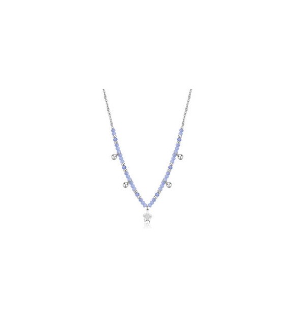Collana donna gioielli Sagapò Glint in acciaio, vetro blu e tartaruga sgi02