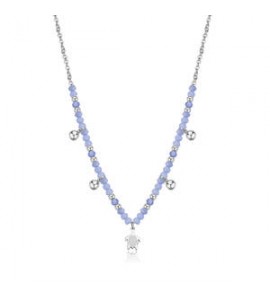 Collana donna gioielli Sagapò Glint in acciaio, vetro blu e tartaruga sgi02