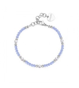 Bracciale donna gioielli Sagapò Glint in acciaio, vetro blu e perle sgi16