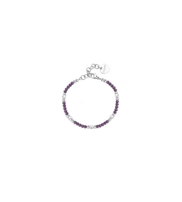 Bracciale donna gioielli Sagapò Glint in acciaio, vetro viola e perle sgi18