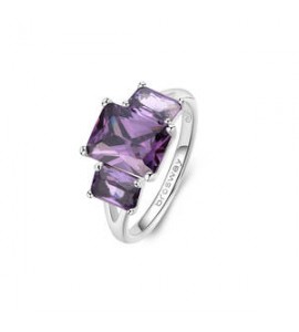 Anello Gioielli Fancy by Brosway in argento con 3 zirconi baguette ametista misura 16 fmp80d