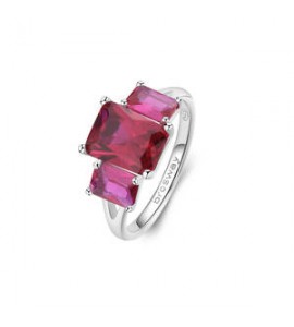 Anello Gioielli Fancy by Brosway in argento con 3 zirconi baguette rosso misura 16 fpr79d