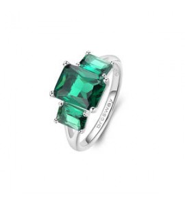 Anello Gioielli Fancy by Brosway in argento con 3 zirconi baguette verde misura 16 flg75d