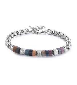 Bracciale Uomo Gioielli S\'agapò Riot in acciaio e agata muschiata srt34