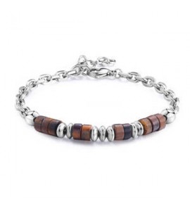 Bracciale Uomo Gioielli S\'agapò Riot in acciaio e occhio di tigre srt32