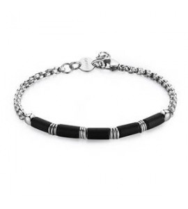 Bracciale Uomo Gioielli S\'agapò Riot in acciaio e onice srt27