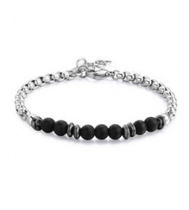 Bracciale Uomo Gioielli S\'agapò Riot in acciaio e onice srt29