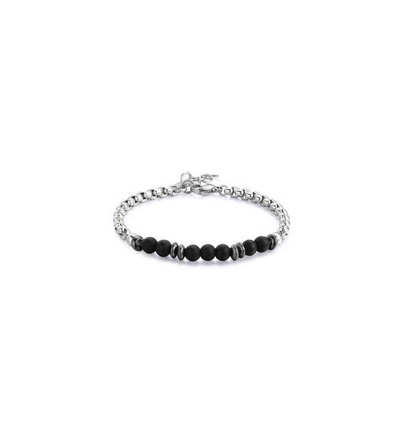 Bracciale Uomo Gioielli S\'agapò Riot in acciaio e onice srt29