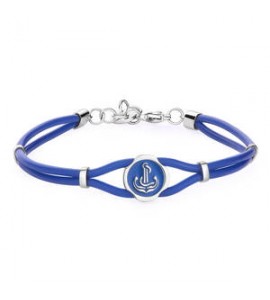 Bracciale Uomo Gioielli Sagapò Panama in acciaio con gomma blu e ancora spa30