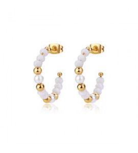 Orecchini donna gioielli Sagapò Glint in acciaio dorato, vetro bianco sgi25